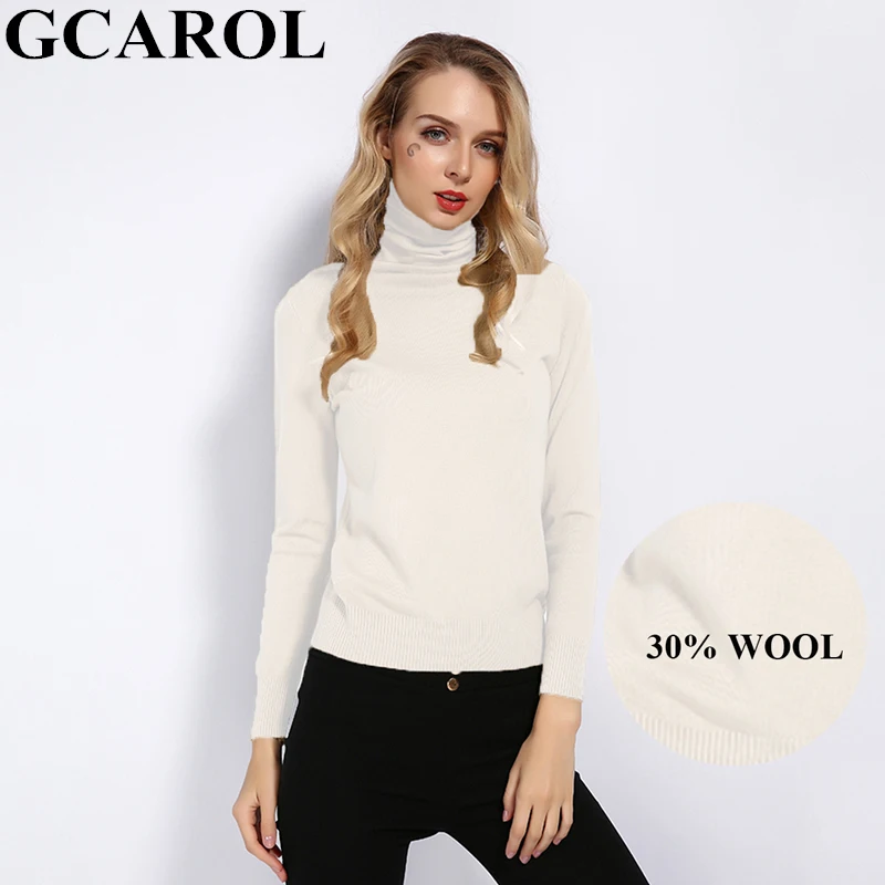 GCAROL, новинка, Осень-зима, 30% шерсть, водолазка, свитер, OL, карамельный, вязаный пуловер, женский, теплый, вязаный джемпер, уличный Топ