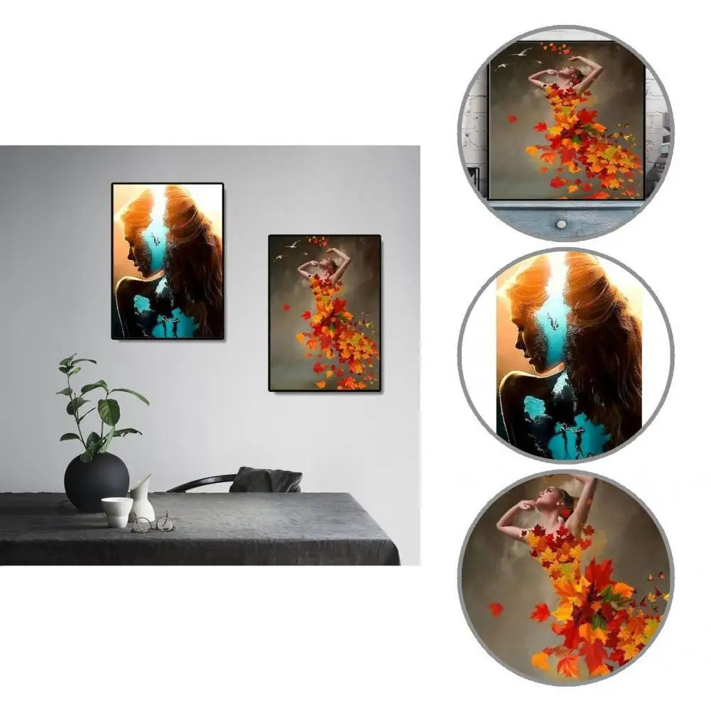 

2 Styles Fashion Creative Girl Pattern Large Painting Rectangle Painting Frameless for Office