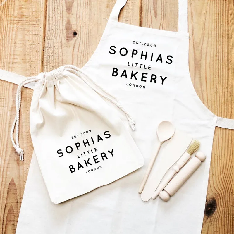 

Custom Kids Baking Set,Little Bakery Set,Little Chef Kids Set,Personalized Printed With Name And Date Aprons for Children Set