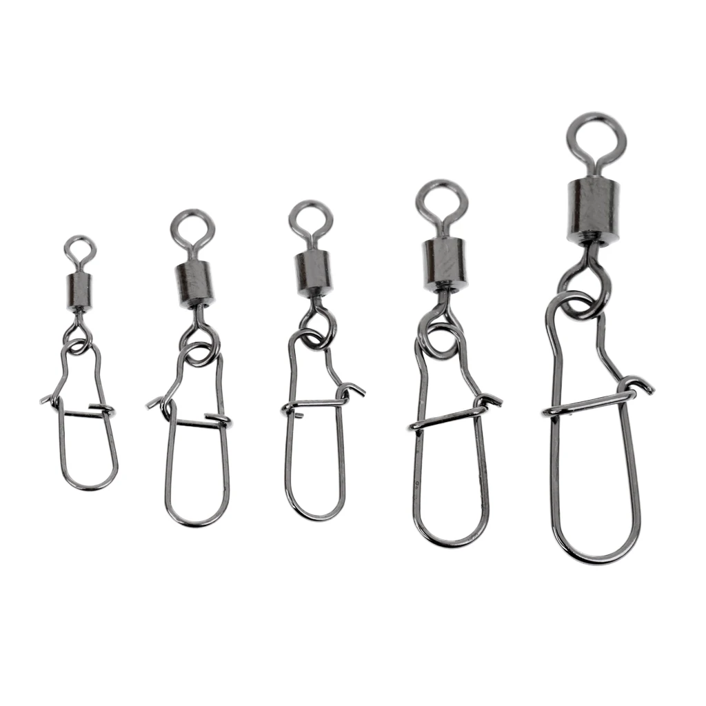 

95Pcs/Box Barrel Swivel Safety Snap Fishing Connector Tackle 2# 4# 6# 8# 10# Fishing Swivels with Snaps for Fishing Lovers