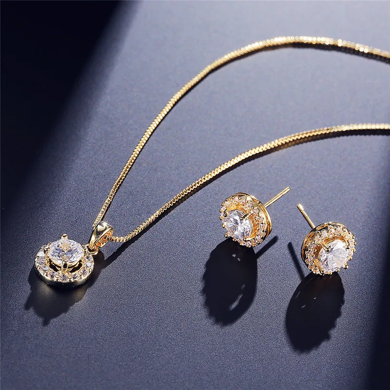 UILZ романтичный маленький Круглый циркониевый набор украшений для женщин девочек