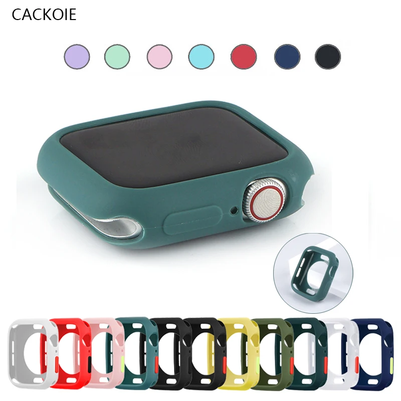 Силиконовый мягкий чехол для Apple Watch 44 мм 40 защитный apple watch 6 SE 5 4 3 2 1 42 38 аксессуары