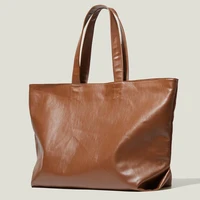 large capacity pu retro ladies shoulder bag simple solid color shopping handbag ladies casual zipper underarm bag