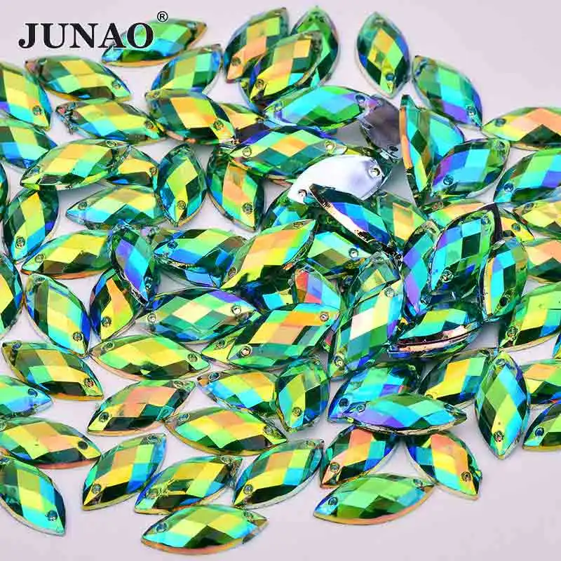 JUNAO 7x15 мм блестящие серебряные швейные хрустальные стразы кристаллическое