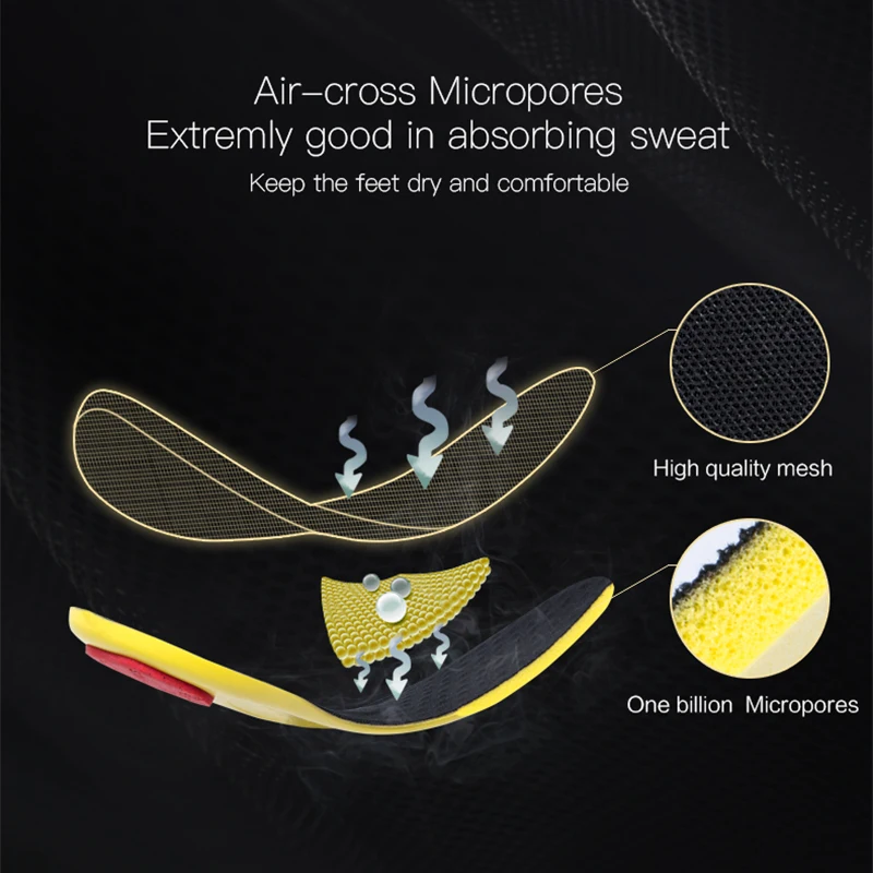 

ONEMIX 2021 Arch Support Deodorant Insole Shock Absorption Dispelling Dampness Soft Insole Health Insert Shoes Pads Massage Pads