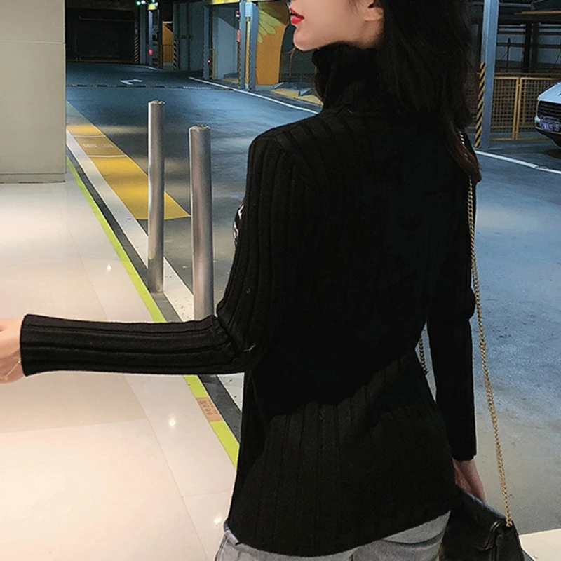 Lucyever весенний белый черный вязаный свитер с буквенным принтом для женщин 2020