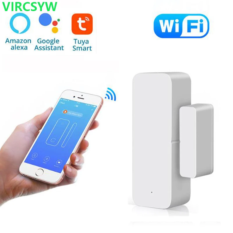 VIRCSYW Tuya Smart WiFi Door Sensor Open / Closed Detectors App Notification Alert alarm support Alexa Google Home | Безопасность и
