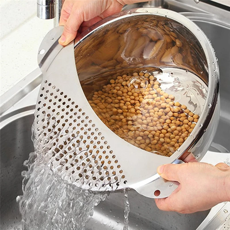 

Stainless Steel Pot Strainer Rice Sieve Filter Pasta Spaghetti Draining Tool Pan Drainer Leakproof Baffle Kitchen Colander Tools