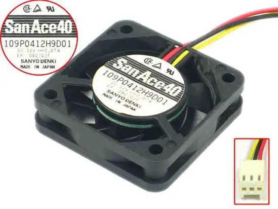 Вентилятор для охлаждения сервера SANYO DENKI 109P0412H9D01 DC 12V 0.07A 40x40x10 мм | Компьютеры и