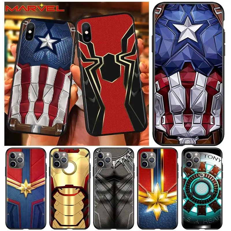 

Avengers Hero Marvel for Apple iPhone 12 Pro Max Mini 11 Pro XS Max X XR 6S 6 7 8 Plus 5S SE2020 Soft Black Phone Case