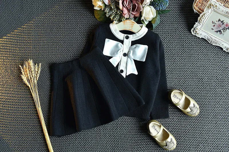 

2021 2pcs Fashion Girls Clothing Set Baby Girls Clothes sets girls Cardigan+Skirt girls dresses suit 19