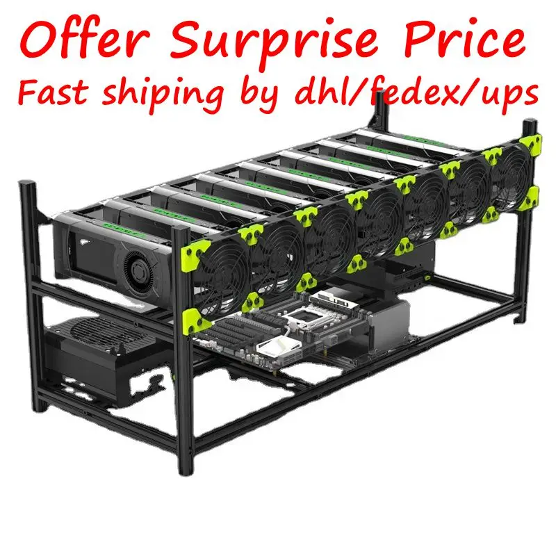

VEDDHA Aluminum Stackable Open Air V3C 8-BAY 8 GPU Crypto Miner Case ETH 8gpu Mining Rig Frame For Bitcoin Unassemble Ethereum