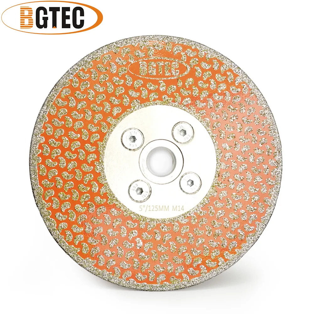 

BGTEC 5" Electroplated diamond cutting & grinding disc M14 flange granite marble 125mm Single side coated diamond saw blades