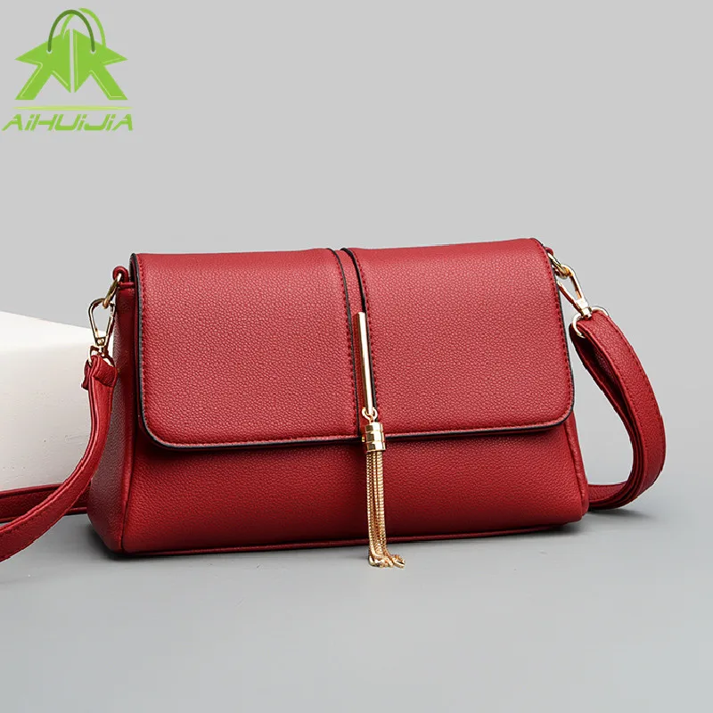 

Fashion Pu Leather Crossbody Bags for Women 2021 New Ladies Luxury Designer Tassel Handbag High Quality Shoulder Messenger Bag