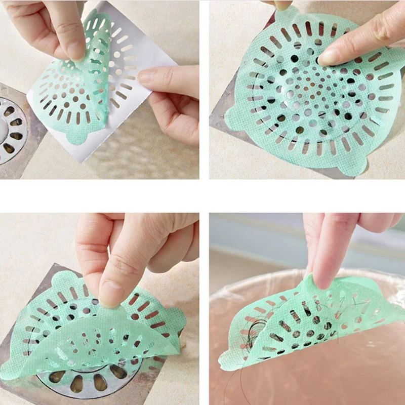 

10pcs Anti-blocking Filter For Hair Non-woven Home Cleaning Supplies Disposable Floor Drain Stickers Kitchen Bathroom Sewer