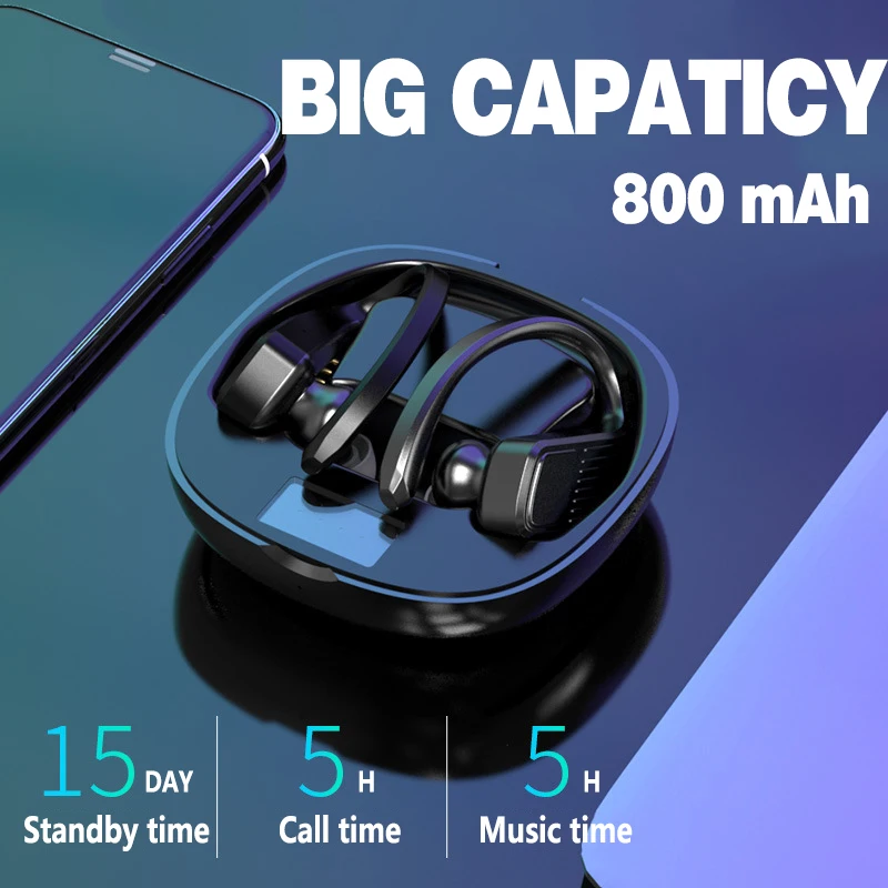 Спортивные наушники McGeSin Bluetooth V5.0 беспроводные T11 Tws музыкальные с крючком IPX5
