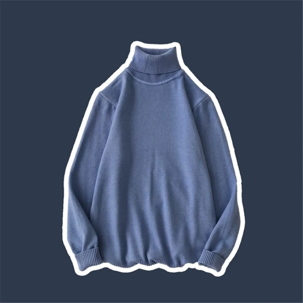 

Men's Winter Sweaters Long Sleeve Candy Color Slim Turtleneck Knitted Pullovers For Men Casual Outwear Korean Style Sweater Men
