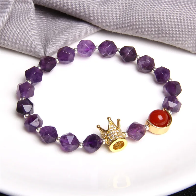 Натуральный браслет с аметистом Корона ограненные Агаты натуральный камень