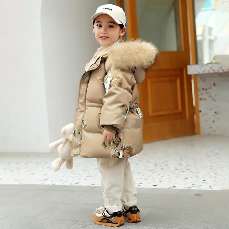 

30 degrees Children Down Jacket Winter Parka for girls clothing Clothes Baby long Coat Ski suit Thicken Kids Snowsuit 1-8 Years