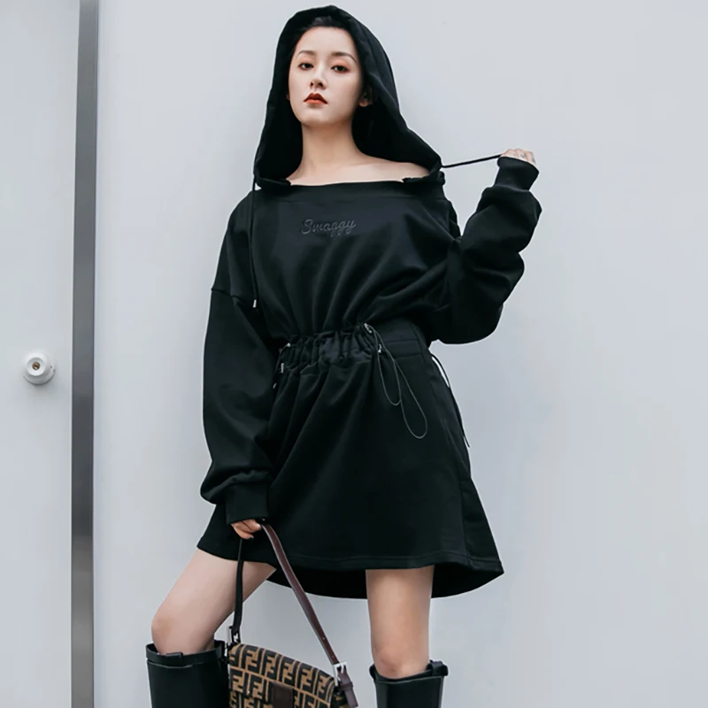 LANMREM 2020 Новое модное осеннее Трендовое облегающее платье в стиле панк на шнуровке