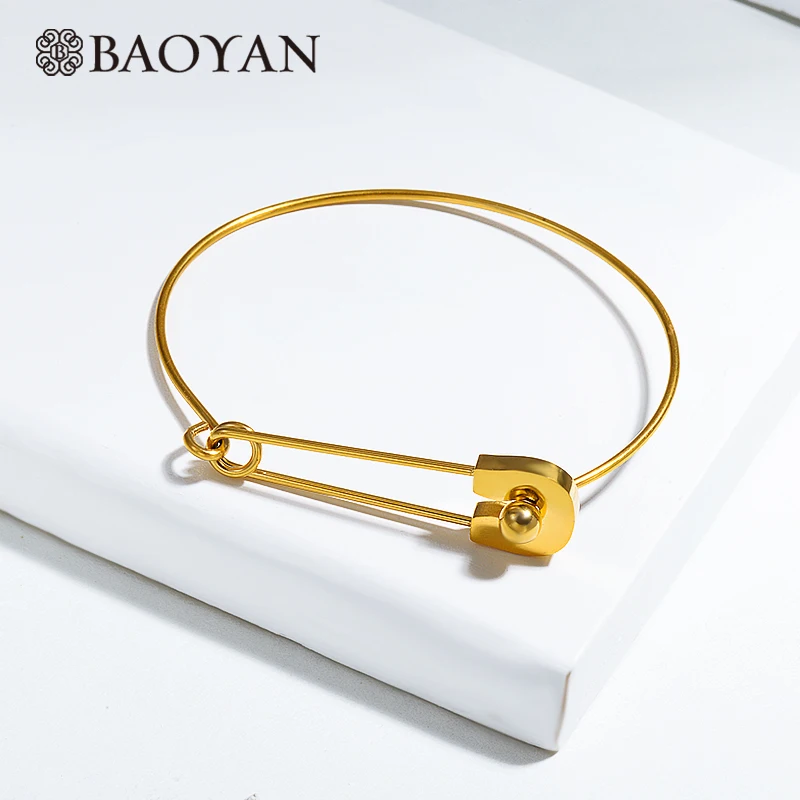 Baoyan золотые браслеты с зажимом оптовая продажа тонкий титановый браслет из