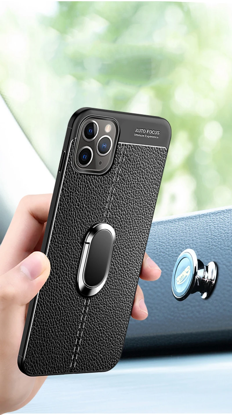 OceSap для iPhone 11 Pro Max чехол Роскошный кожаный магнитный кольцевой кронштейн задняя крышка для iPhone X XR XS Max 7 8 Plus чехол Coque