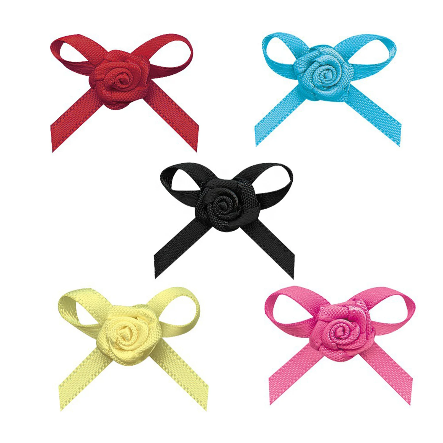 

Colourful Mini Satin Ribbon Flower Silk Rose Head Ribbon DIY Wedding Bow Appliques Craft Sewing Clothing Accessories Decoration