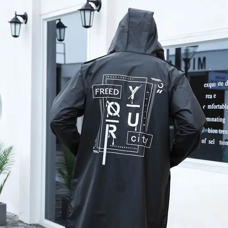 

Creative High Quality EVA Unisex Raincoat Thickened Waterproof New Rain Coat Women Men Black Camping Waterproof Rainwear Suit B