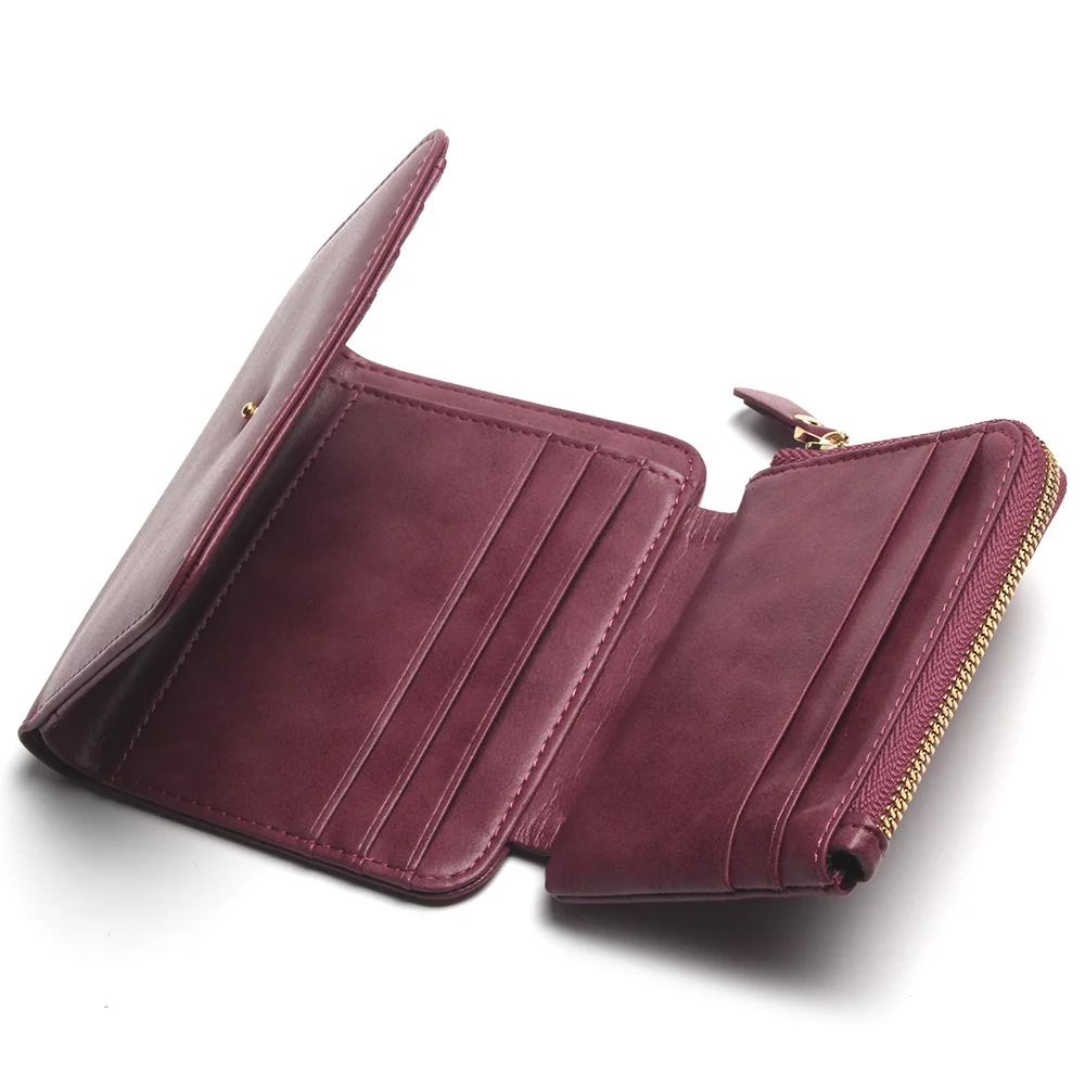 

100% Genuine Leather Rfid Wallet Wine Red Real Wallets Coin Purse Short Male Money Bag Quality Designer Mini Walet Small
