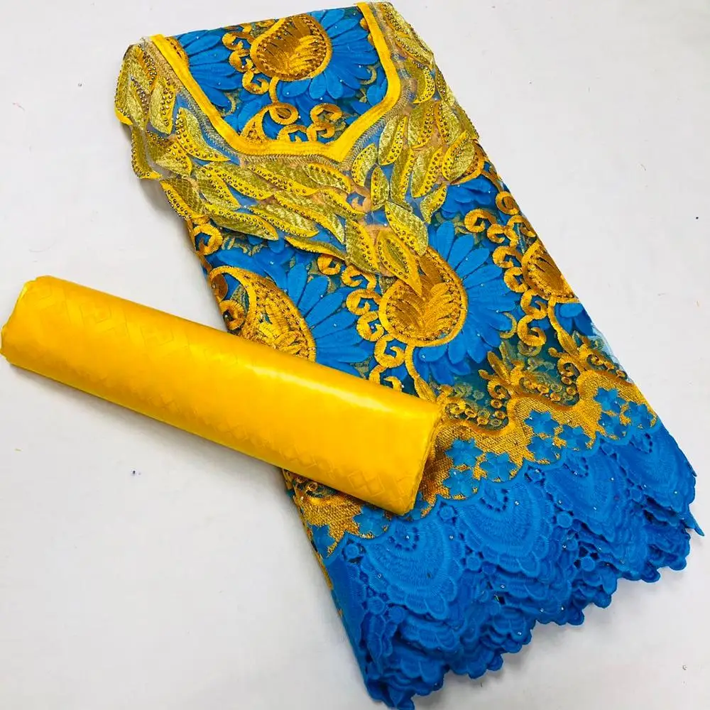 

Cotton Perfume Bazin Fabric +2.5y Riche Lace +Collar Embroidery African Lace Fabric 2020 High Quality M914-10