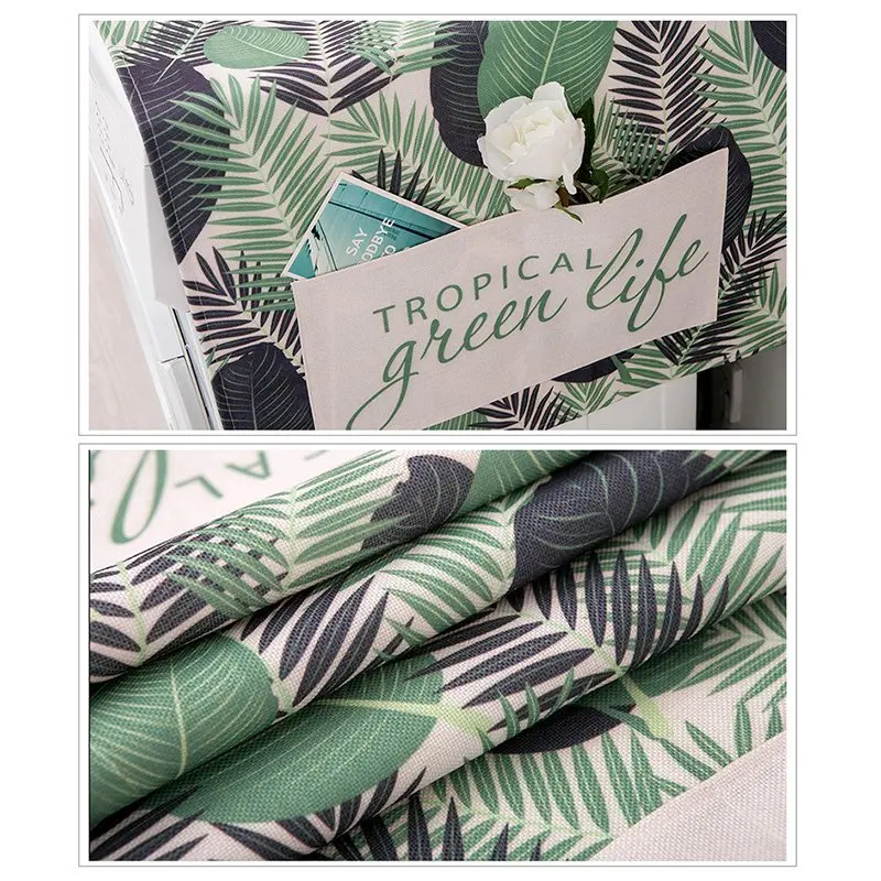 Чехол для стиральной машины в скандинавском стиле с зелеными листьями защита от