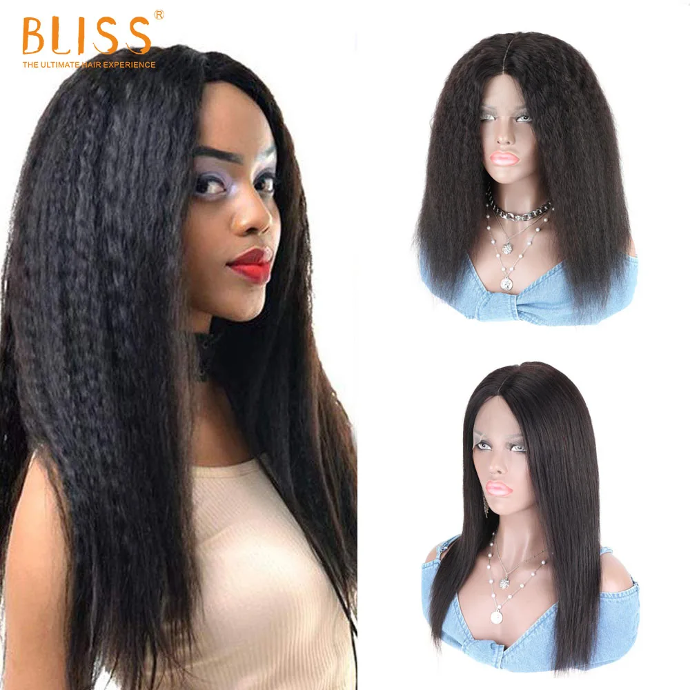 

Bliss Human Hair Lace Frontal Wigs 13x1x4 Kinky Straight 180% Density Straight Lace Front Human Hair Wigs Remy Hair For Women