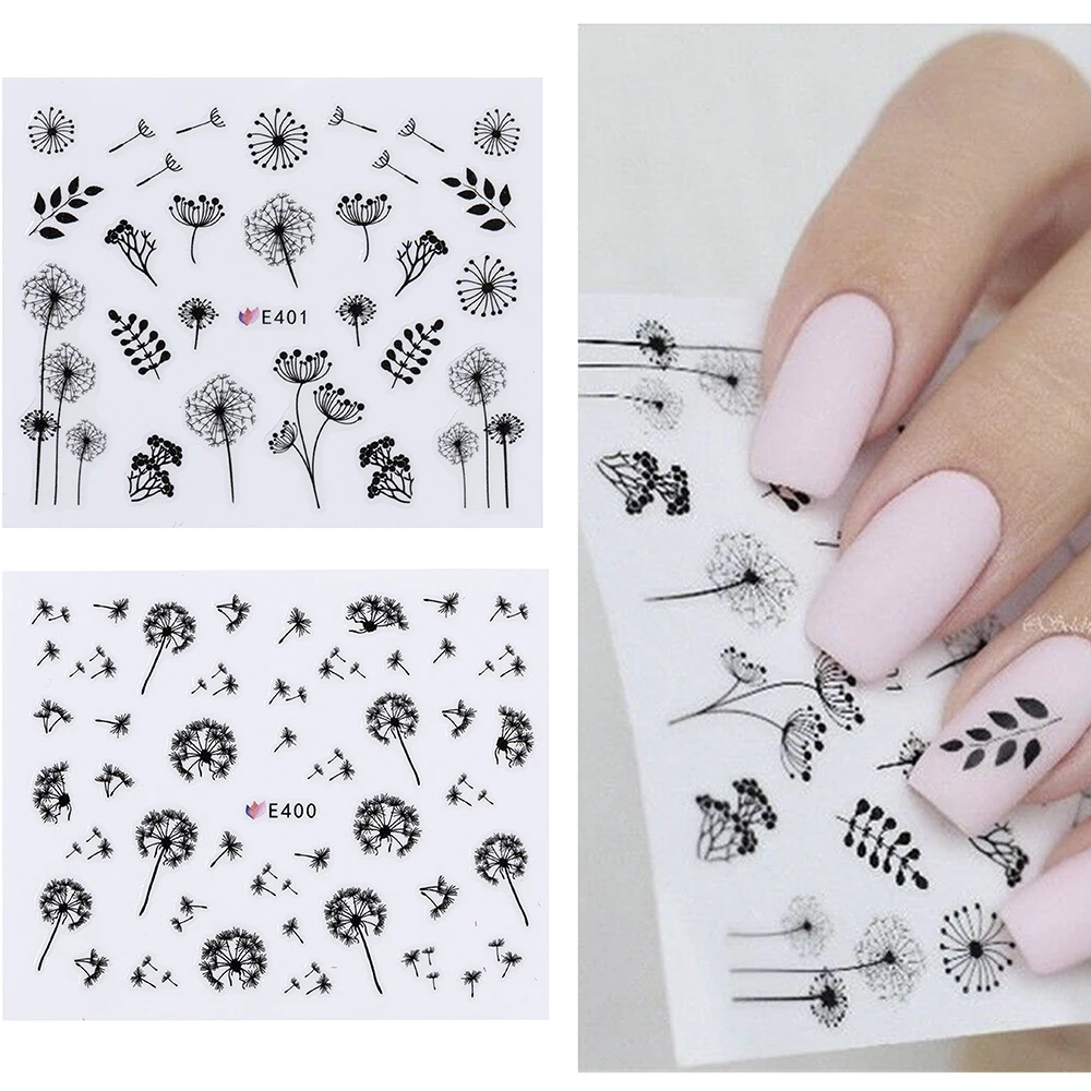2 шт./компл. 3D ногтей Стикеры цветок одуванчика Клей Nail Art Наклейки переводятся при помощи наконечник домашнего декора De Унас Al Agua Película Para Unhas