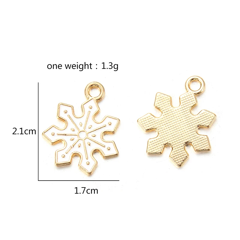 Snowflake Колокольчики с эмалевым покрытием снежинки-подвески 10 шт. рождественские привидения Подвески Ремесло для DIY украшения ожерелье серьги браслет ювелирные изделия аксессуар - Окраска металла: Snowflake
