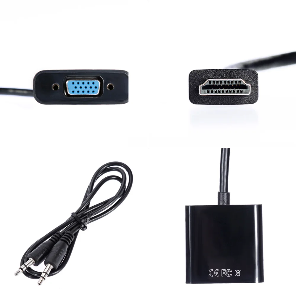 Адаптер HDMI совместимый с VGA папа мама преобразователь адаптер 1080P цифро
