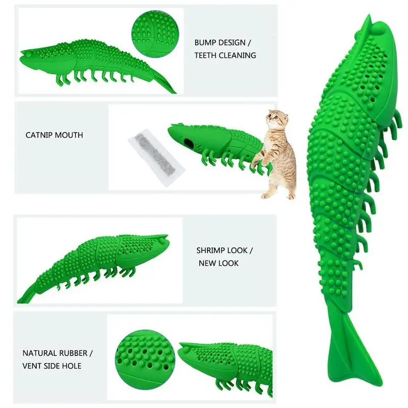 

Soft Rubber Mint Fish Cat Toy Catnip Pet Toy Clean Cats Toys Teeth Chew Toothbrush I2A1