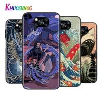 Japanese wave Anime Dragon For Xiaomi 10T Note Poco NFC Play Mix Lite Pro Phone Case