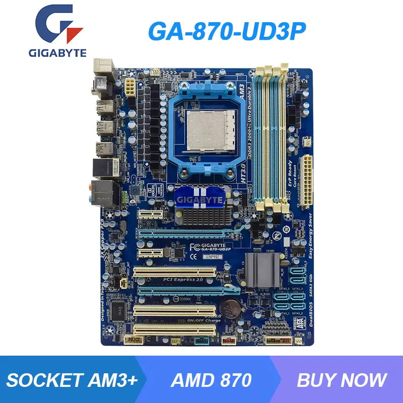 

GA-870-UD3P для GIGABYTE Socket AM3 + AMD 870 материнская плата для настольного ПК DDR3 16G Phenom II/Athlon II процессоры PCI-E X16 SATA3 USB2.0 ATX