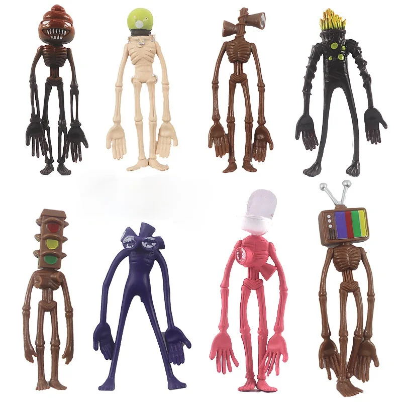 

8pcs/set 11cm Police Siren Head Toy Action Figure Sirenhead Figure Horror Model Doll Sculpture Shy Guy Urban Legend Foundation