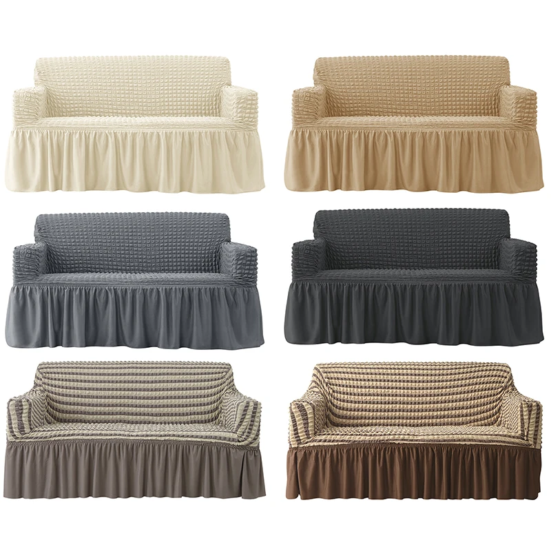 

New Bubble Gauze Skirt Lace Style Sofa Cover Slipcovers Stretch Sofa Covers For Living Room Elastic Couch Chair Cover