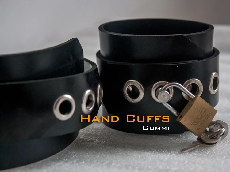 

(FErubber 024) 100% Natural Latex Pure Handmade Rubber Hand Cuffs Slave Bandage Can Be Locked Handwear Fetish