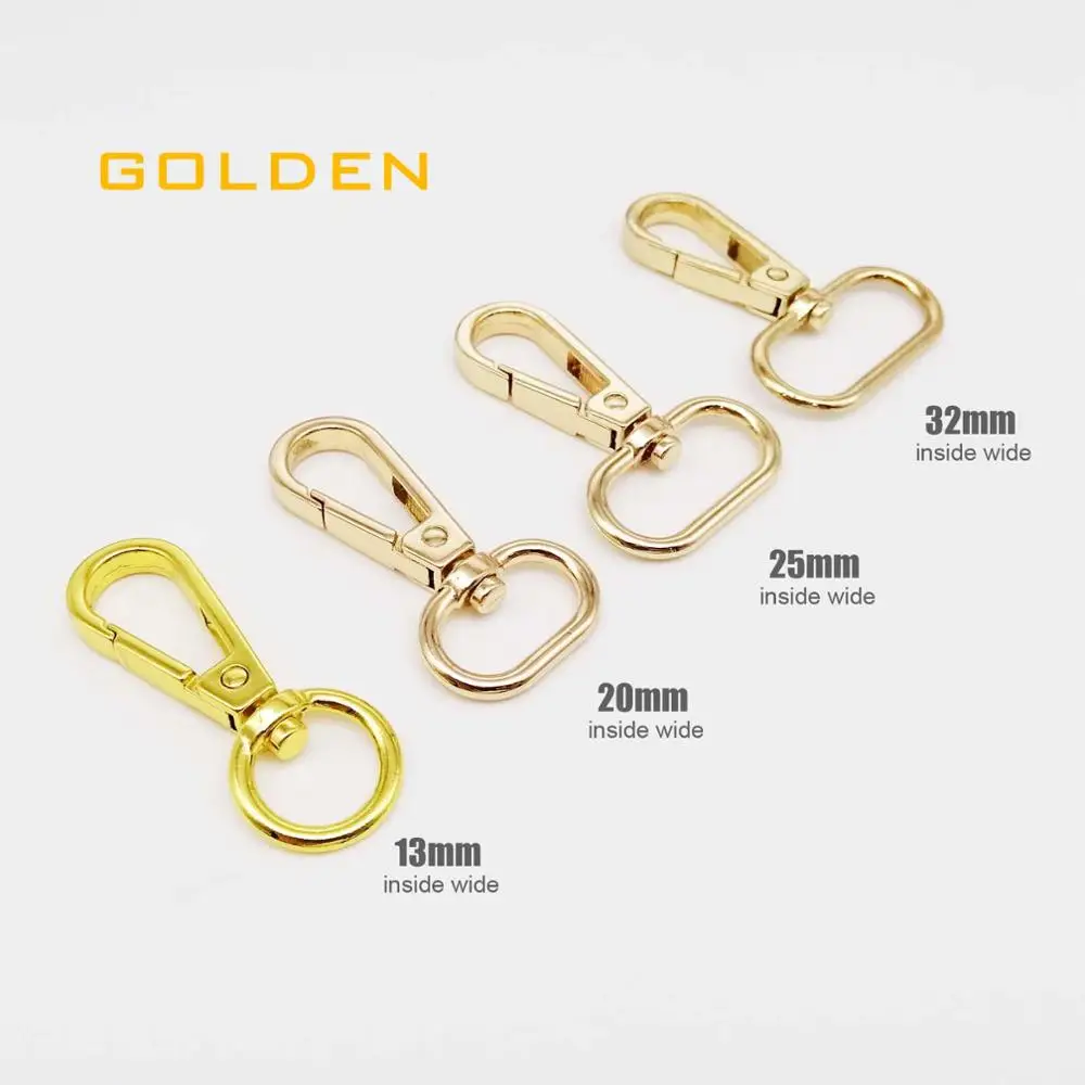 Golden Металлический поворотный омаровый кожаный мешок Сумочка Кошелек Ремень Через Плечо зажим пусковое устройство брелок-карабин для ключей брелок собачий ошейник застежка - Цвет: Golden