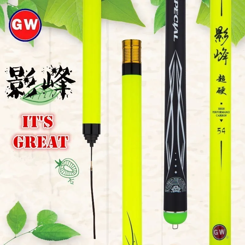 

GW Genuine Full carbon fiber Powerful Fishing Rod Telescopic 3.6m 4.5m 5.4m 6.3m 7.2m Superhard Ultralight Hand pole Shore Reeds