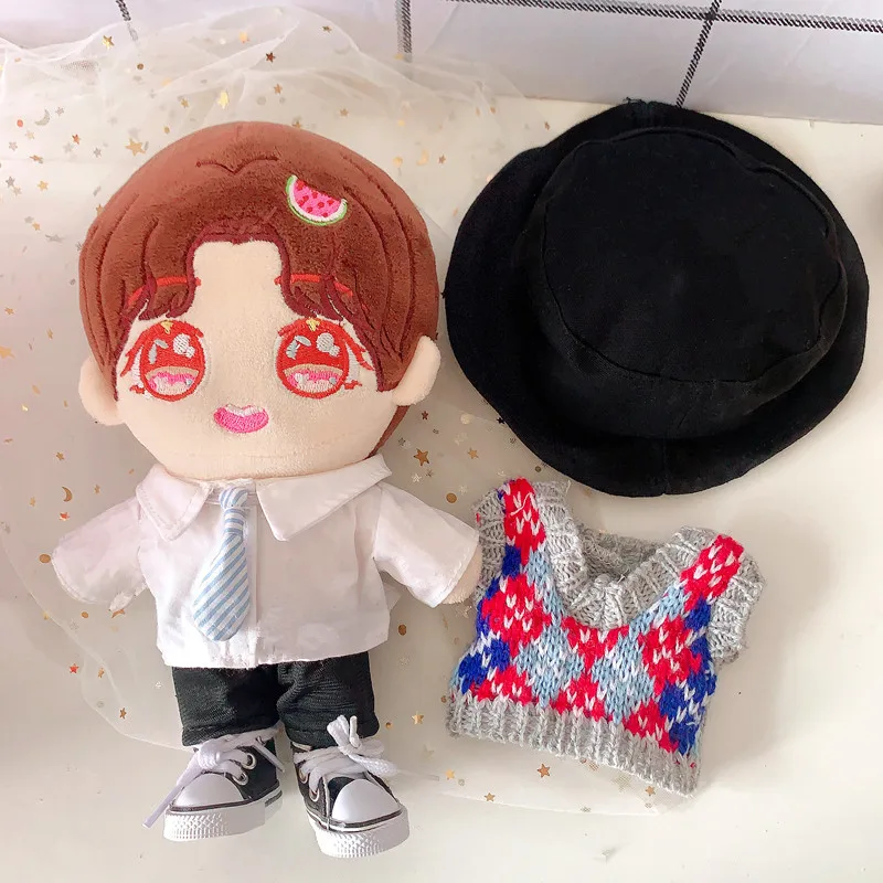 

20cm doll clothes Lovely colour necktie sweater pants shoes suits dolls accessories Korea Kpop EXO idol Dolls gift DIY Toys