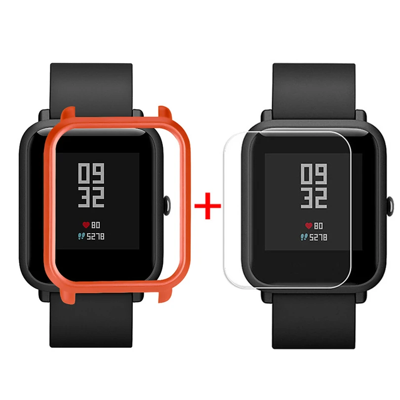 Защитный чехол-накладка для Huami Amazfit Bip Younth Watch с защитной пленкой для экрана, тонкая красочная рамка, корпус из поликарбоната, идеально подходит для S30