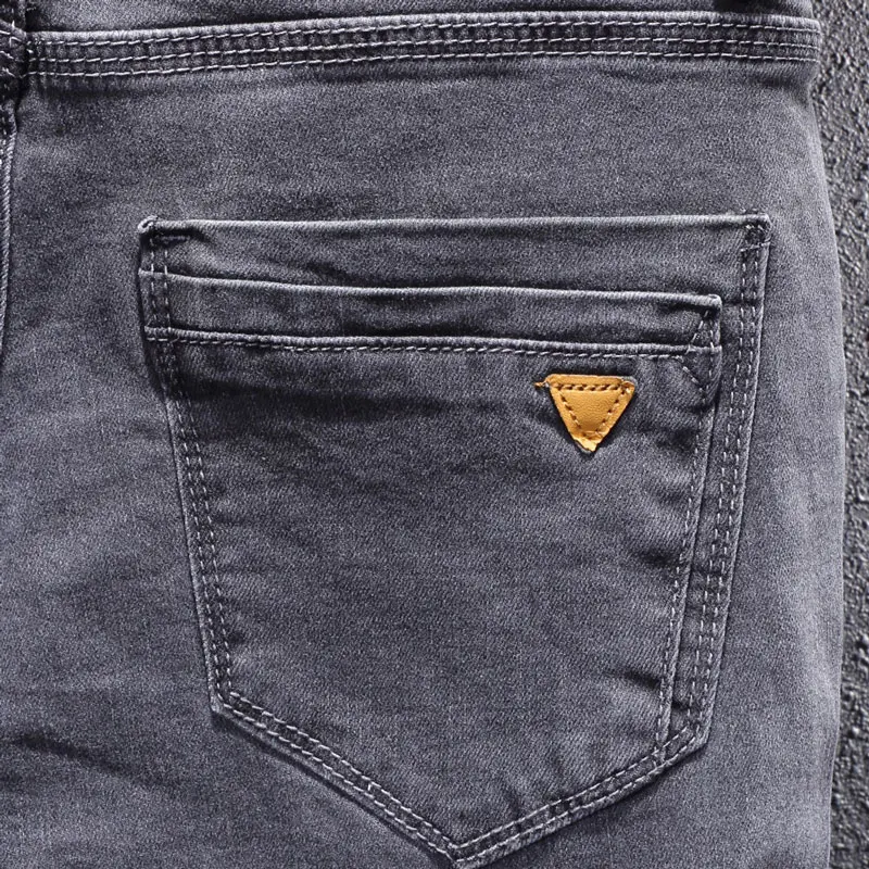 Newly Designer Fashion Men Jeans Retro Black Gray Slim Fit Elastic Casual Denim Pencil Pants Street Korean Style Stretch Jeans