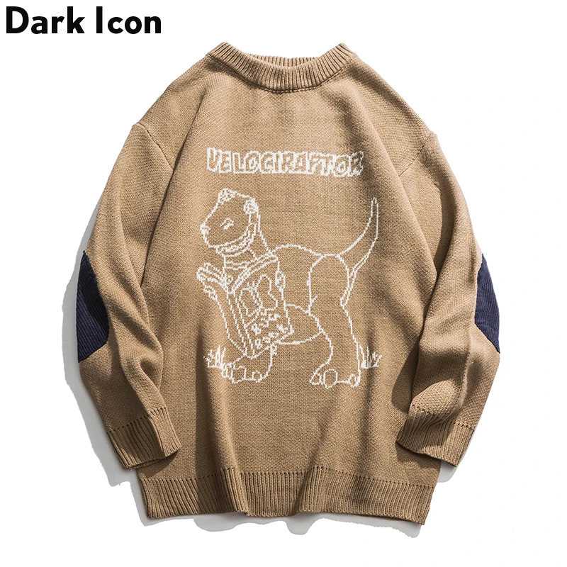 Мужской свитер с круглым вырезом Dark Icon Dinosaur модный большого размера уличная