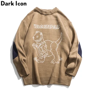 Мужской свитер с круглым вырезом Dark Icon Dinosaur, модный свитер большого размера, уличная одежда