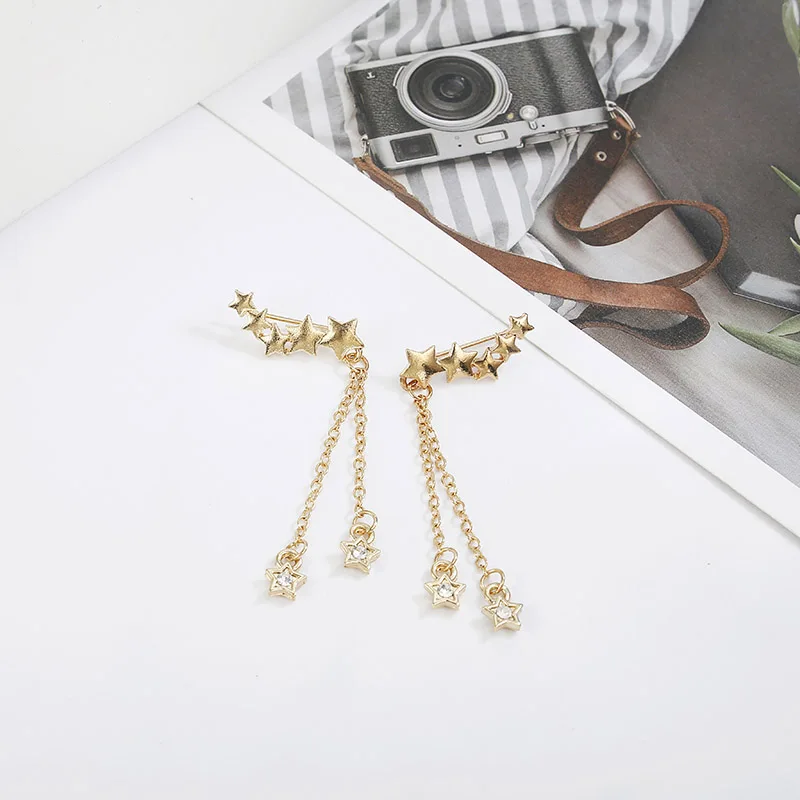 CARTER LISA стильные блестящие геометрические длинные золотые звезды со стразами