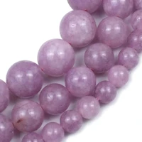 natural kunzite stone beads purple spodumene loose round beads for jewelry making diy bracelet accessories necklace6 8 10mm 15%e2%80%9d